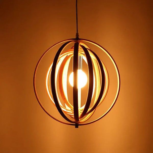 Wabi-Sabi LED Wood Rotating Ring Bedroom Pendant Light