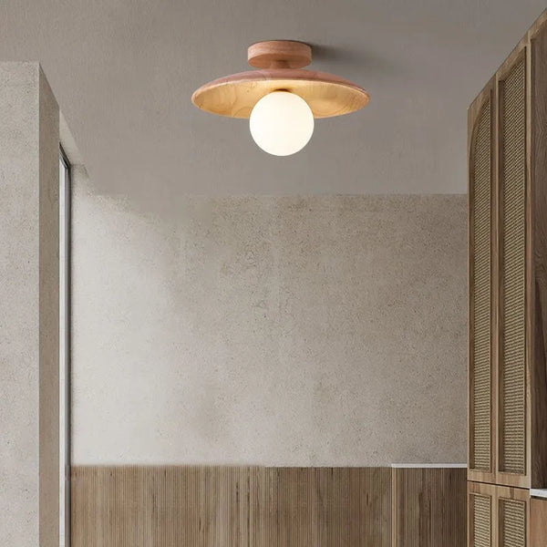 Wabi-Sabi Wooden  Flush Mounted Ceiling Lights