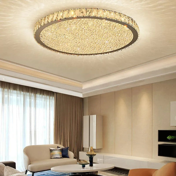 Chandelier With Round Crystals Stacked Glitter Ceiling Lights