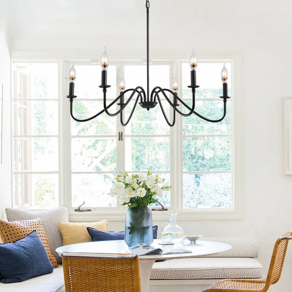 Modern Farmhouse Black Metal  Chandelier