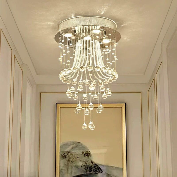 Modern Round Flush Mount Crystal Chandelier - Jellyfish Ceiling Light