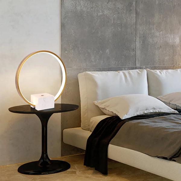 Marble Base Gold Circle Table Lamp