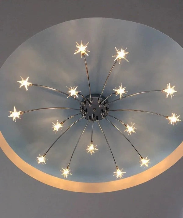 Art Deco Star Glass Flush Ceiling Lights