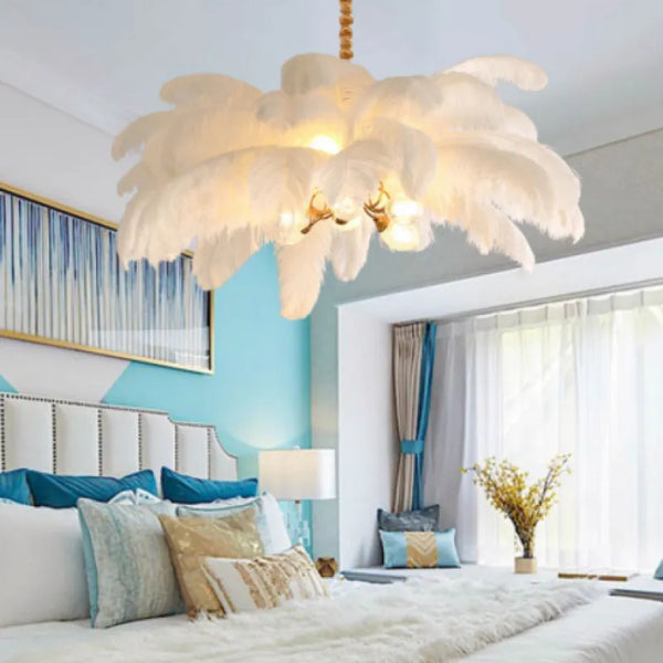 Nordic Luxury Creativity Feather Brass Pendant Light