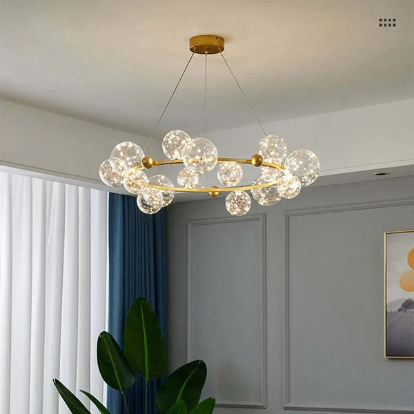 Art Globe Glass Chandelier Gypsophila Pendant Lighting