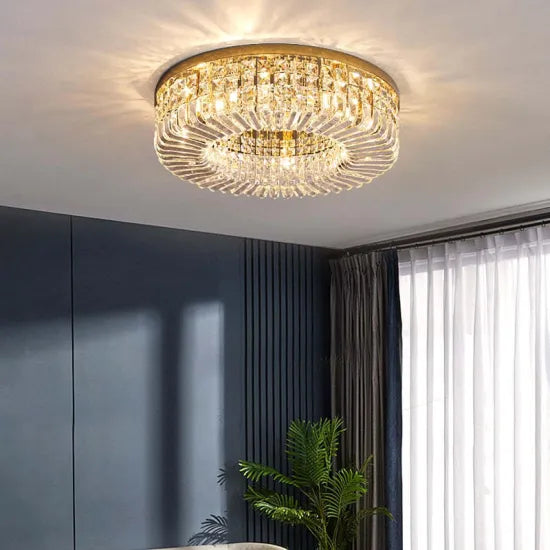 Luxury Flush Mount Crystal Chandelier Ceiling Light