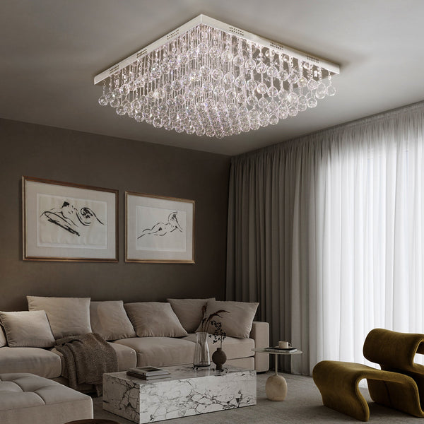 Modern Square Raindrop LED Crystal Chandelier Ceiling Light