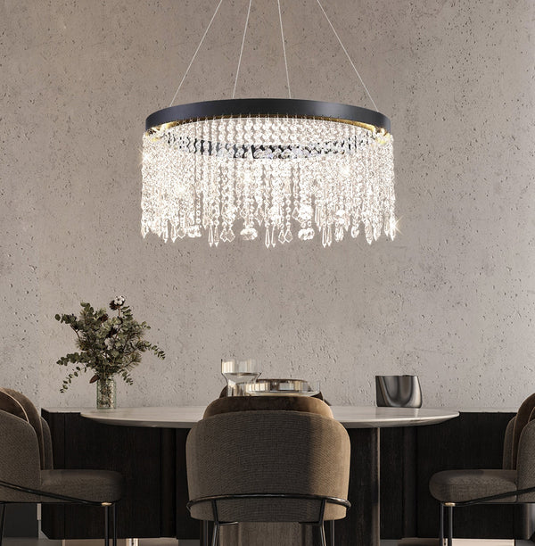 Circular Crystal Raindrop Chandelier