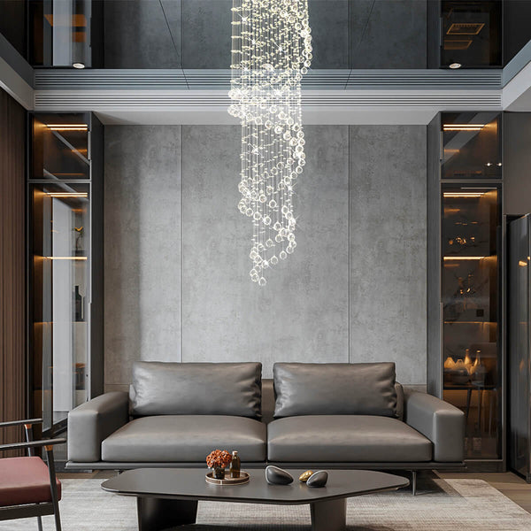 Modern Spiral Raindrop Foyer Chandelier