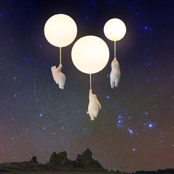 LED Bear Balloon Flush White Childrens Ceiling Lights