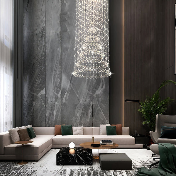 Contemporary Luxury Round Design Raindrop Crystal Chandelier