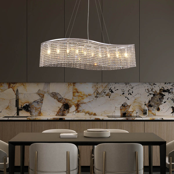 Elegant Wave Crystal Raindrop Chandelier - Pendant Light