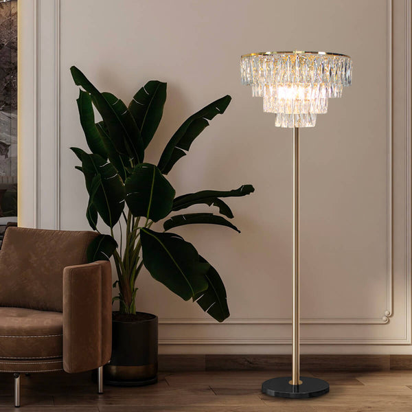 French Luxe Crystal Floor Lamp for Living Room and Bedroom