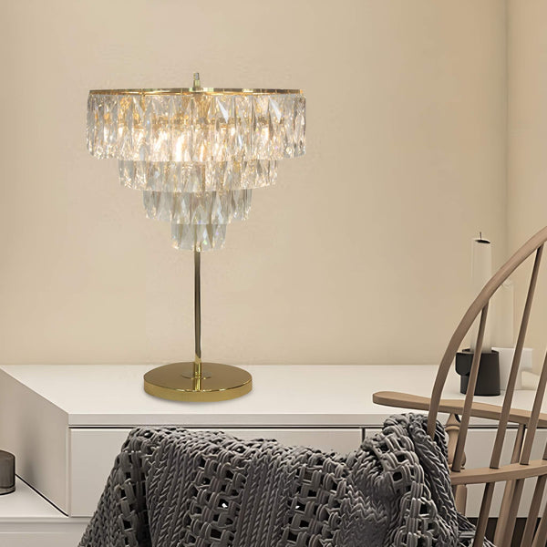 Luxe French Crystal Table Lamp for Living Room and Bedroom