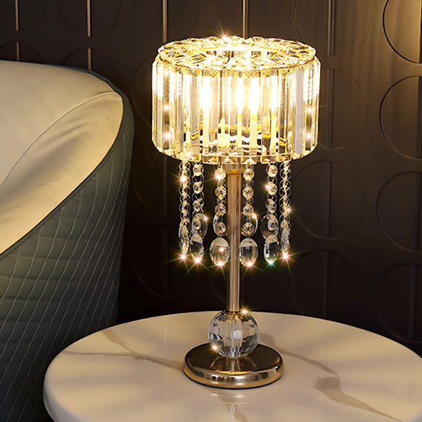 Luxury Gold Finish Lamp with Sparkling Crystal Details