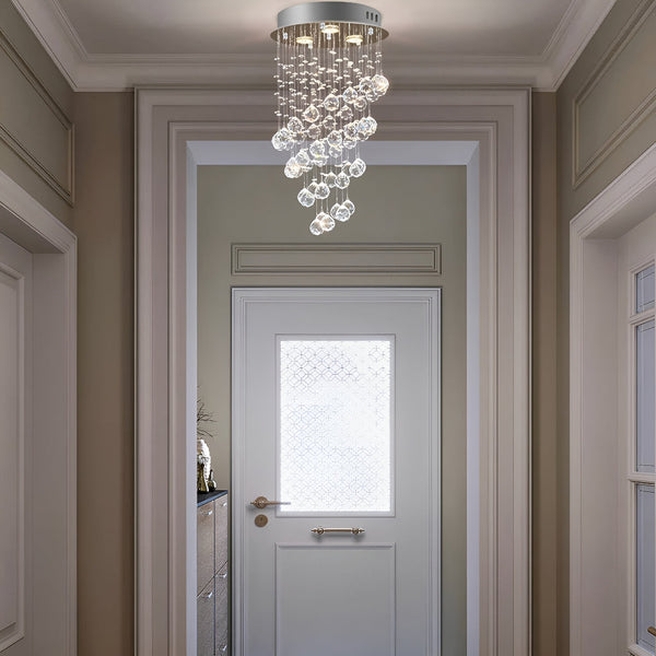 Mini Modern Spiral Rain Drop Crystal Bathroom Chandelier