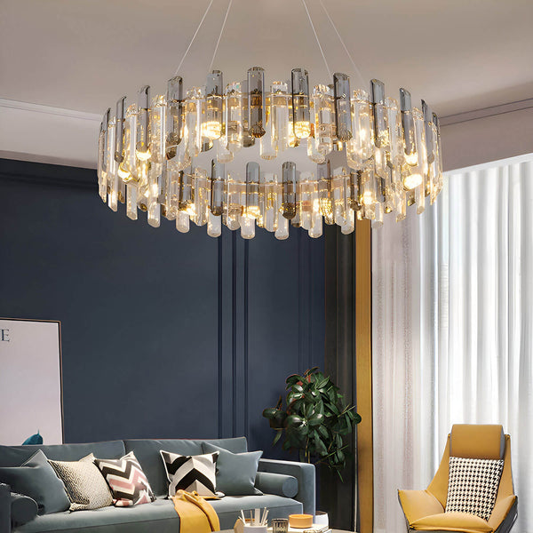 Round Glass Shade Gold Chandelier