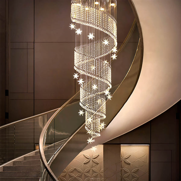 Spiral Meteor Shower Crystal Raindrop Chandelier - Staircase Chandelier