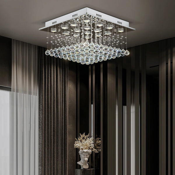 Square Low Ceiling Raindrop Crystal Chandelier